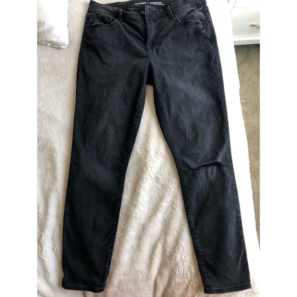 Old Navy Rockstar Black Ripped Jeans size 10